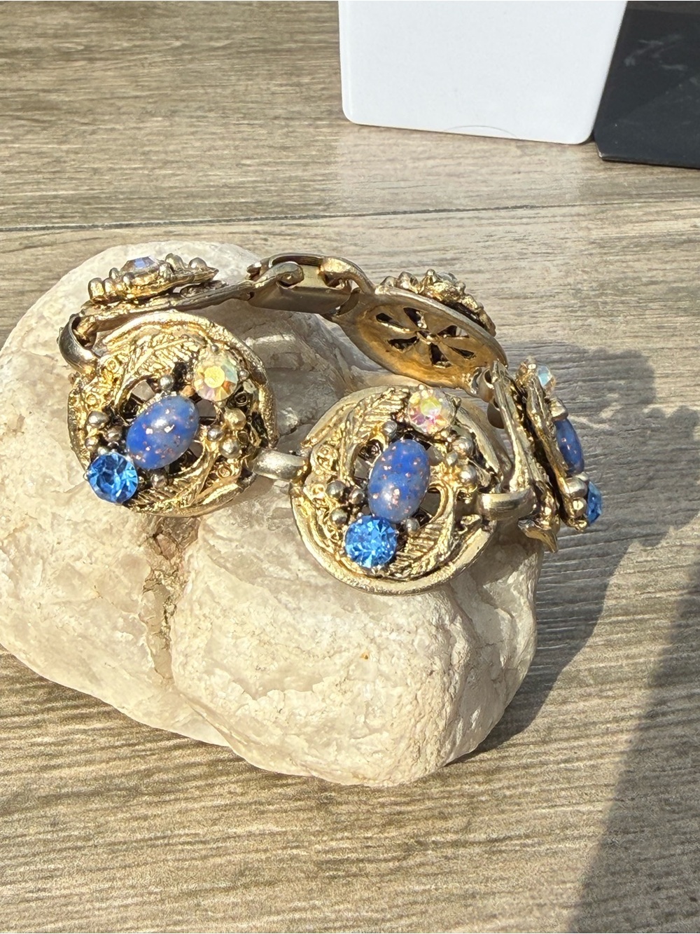 Vintage DeNicola New York  Victorian Revival blue cabochon stones bracelet